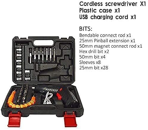 47-in-1 Cordless Electric Screwdriver Kit – USB Rechargeable, Right Angle Adapter, LED Light