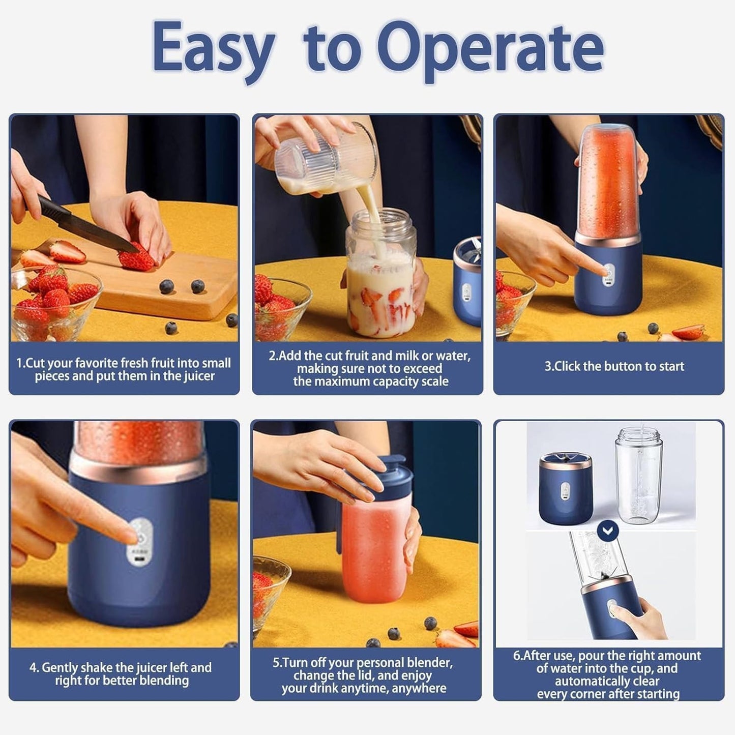 Portable USB Rechargeable Blender – Blend Anytime, Anywhere!